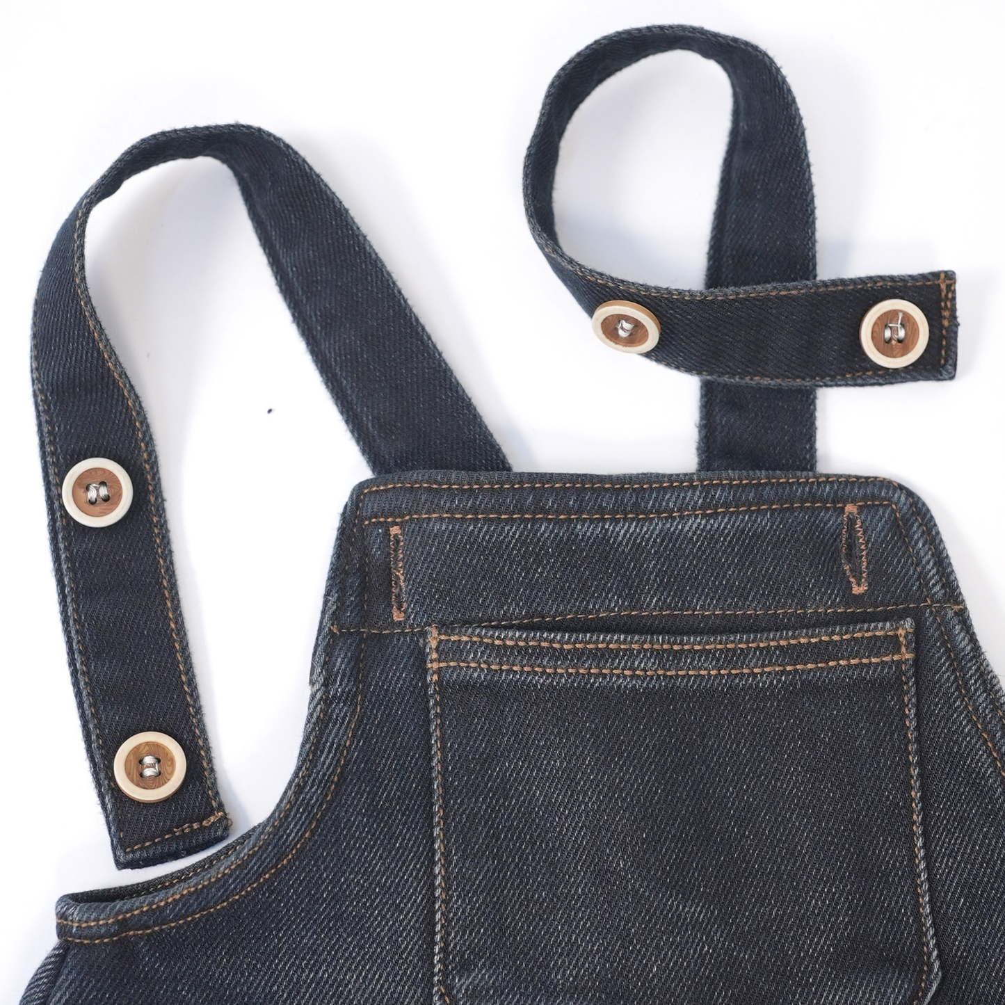 Dark Denim Overalls with Teddy Pocket
