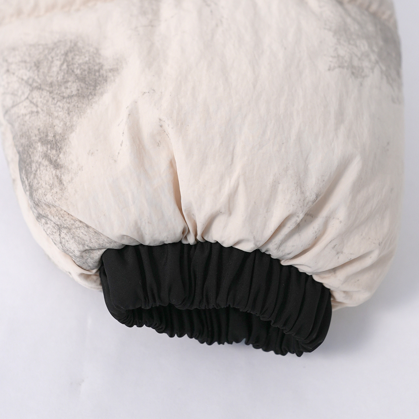 Ombre White-Grey Puffer coat with Teddy applique