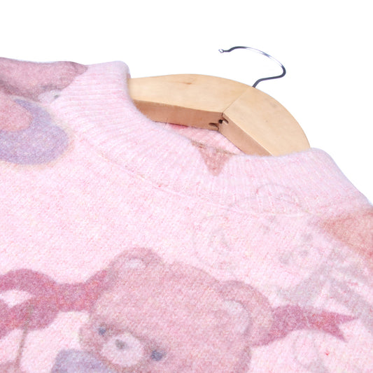 Soft Pink Teddy Print Sweater