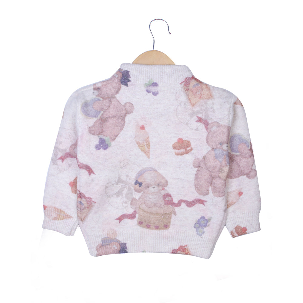 Cream Teddy Print Sweater