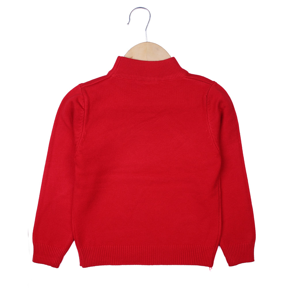 Red knit pullover