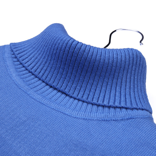 Blue knit high neck