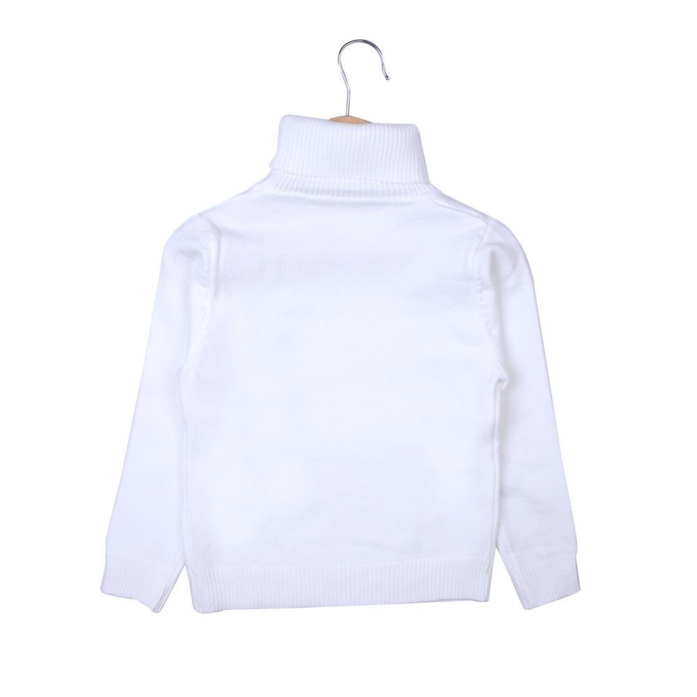 White knit high neck