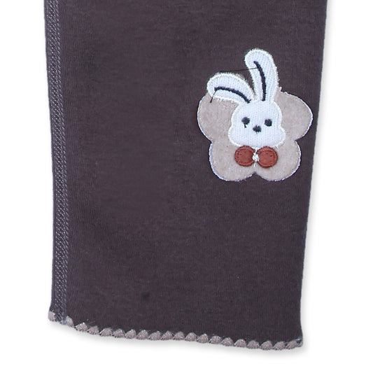 Greyish brown Ribbed Leggings with Bunny Patch