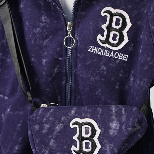 Navy Marble Tracksuit Set with bag
