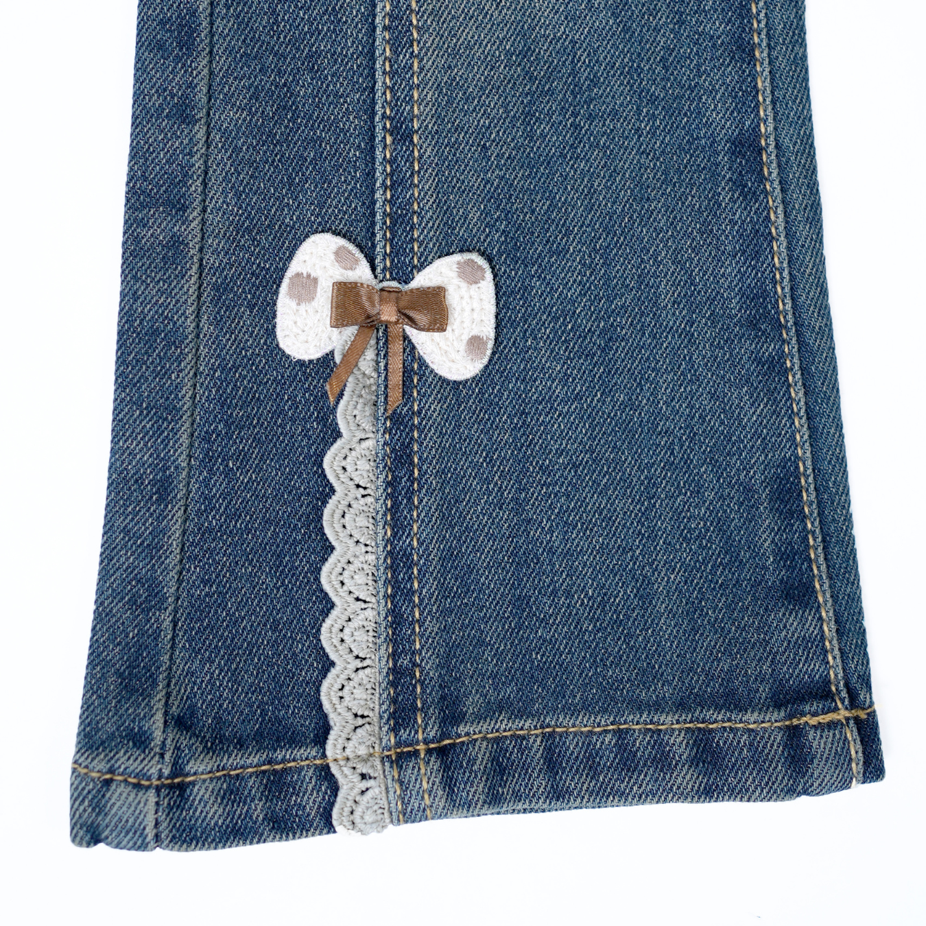 Bow Accent Flared Jeans