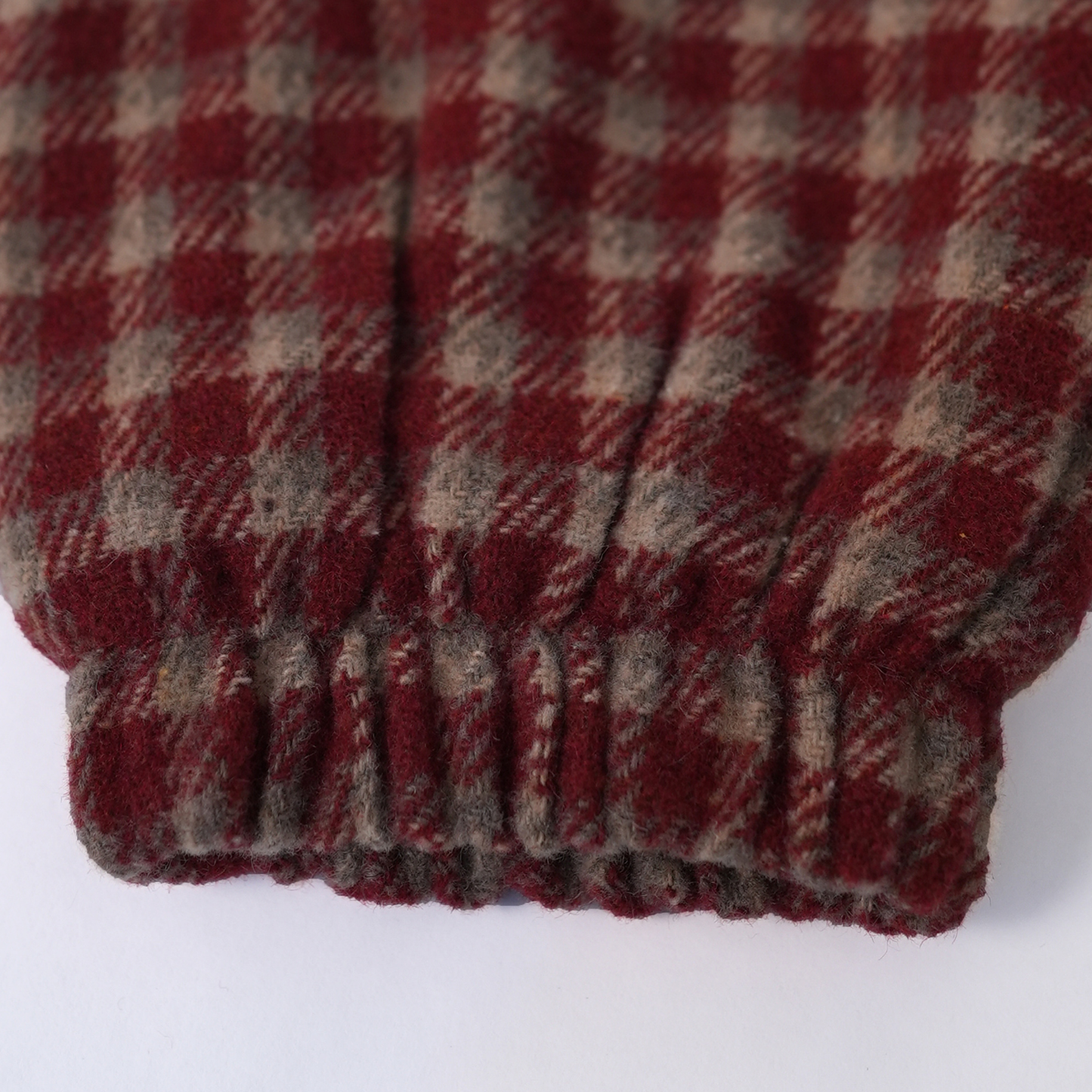 Red & Beige checked cardigan with knitted collar