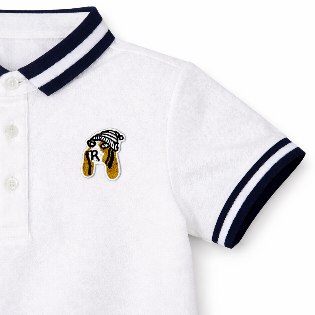 Dog motif white Polo
