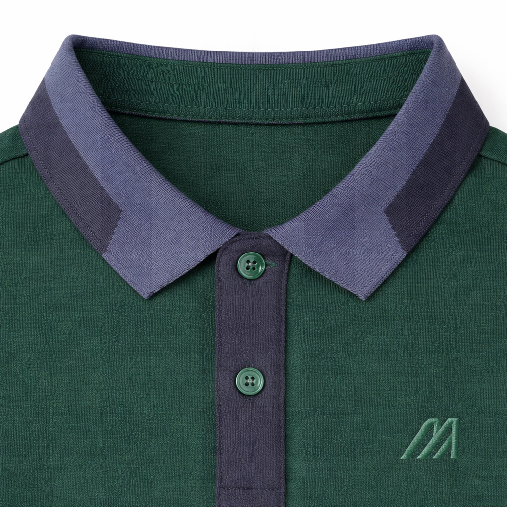 Classic Contrast Green Collar Polo