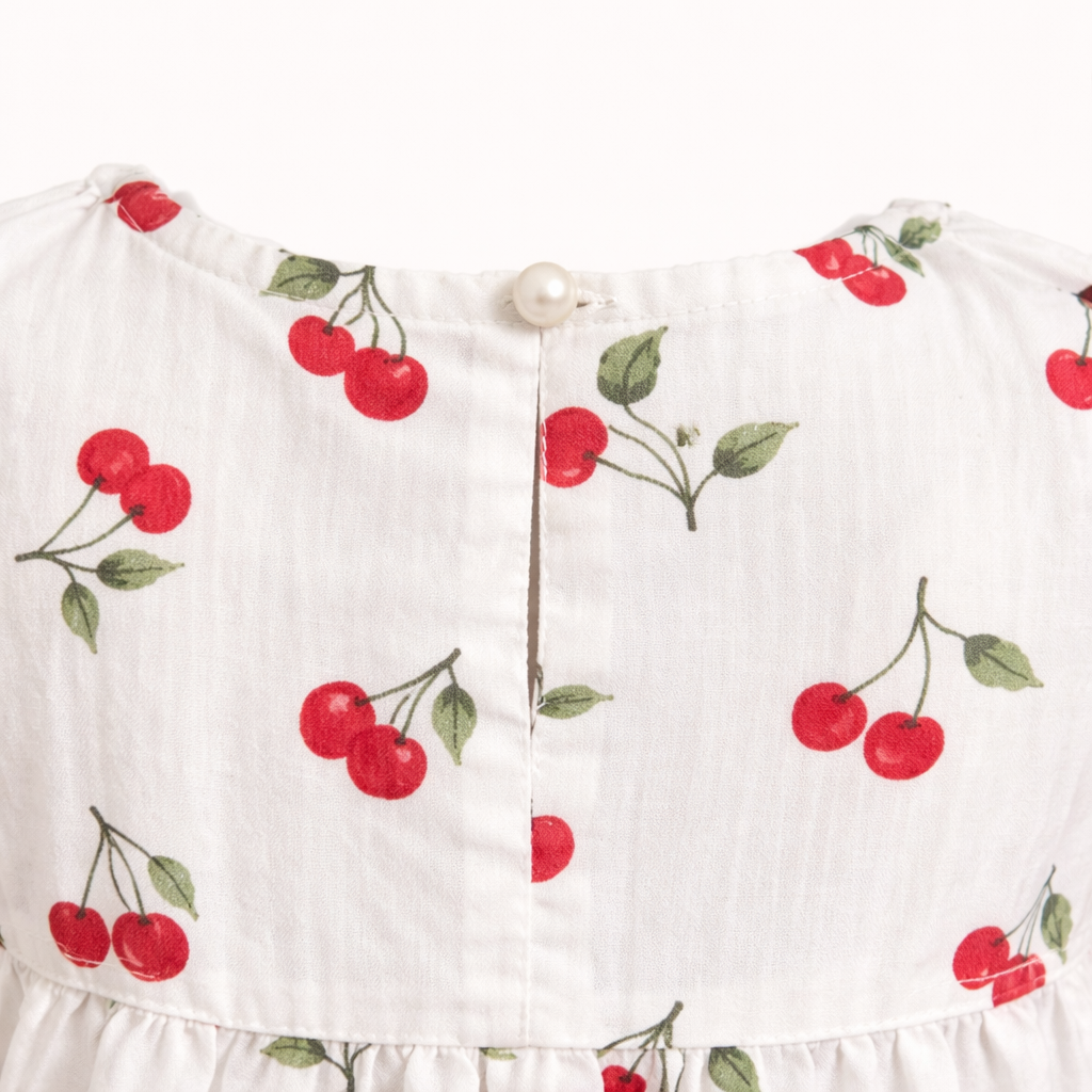 Red Cherry Print Ruffle Top