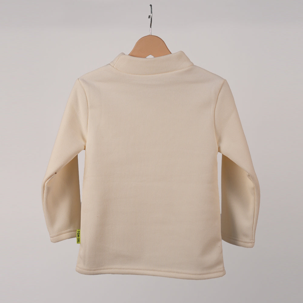 White tee with embroidered collar motif