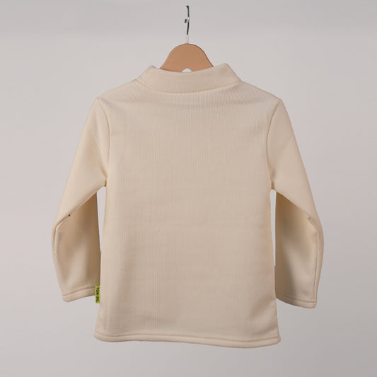 White tee with embroidered collar motif