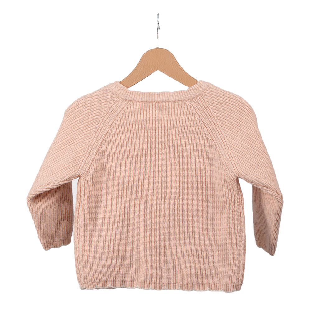 Pink sunflower embroidered cardigan