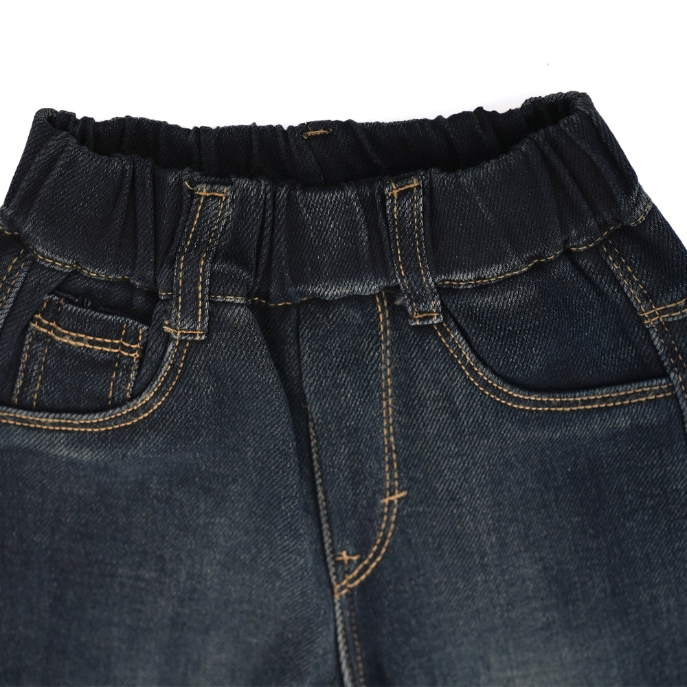 Fur charm denim pants