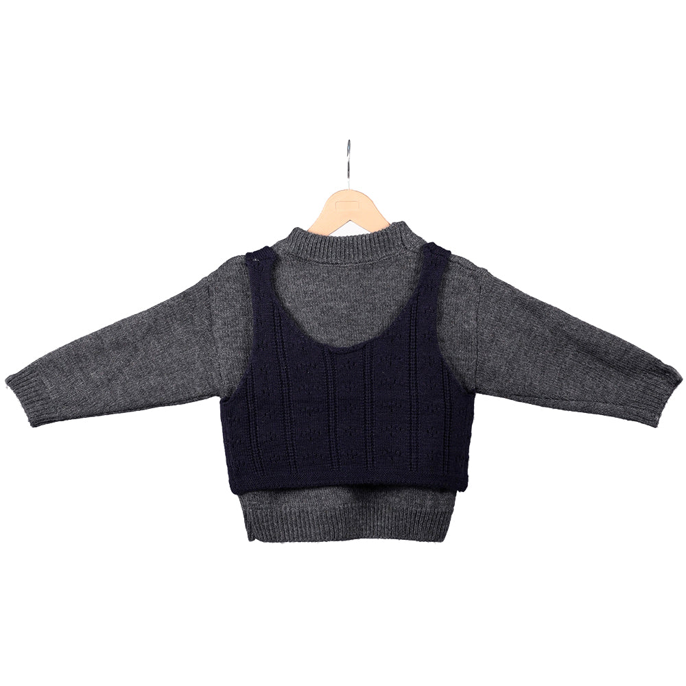 Grey and Navy layered knit set
