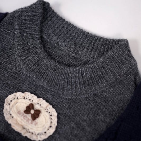 Grey and Navy layered knit set