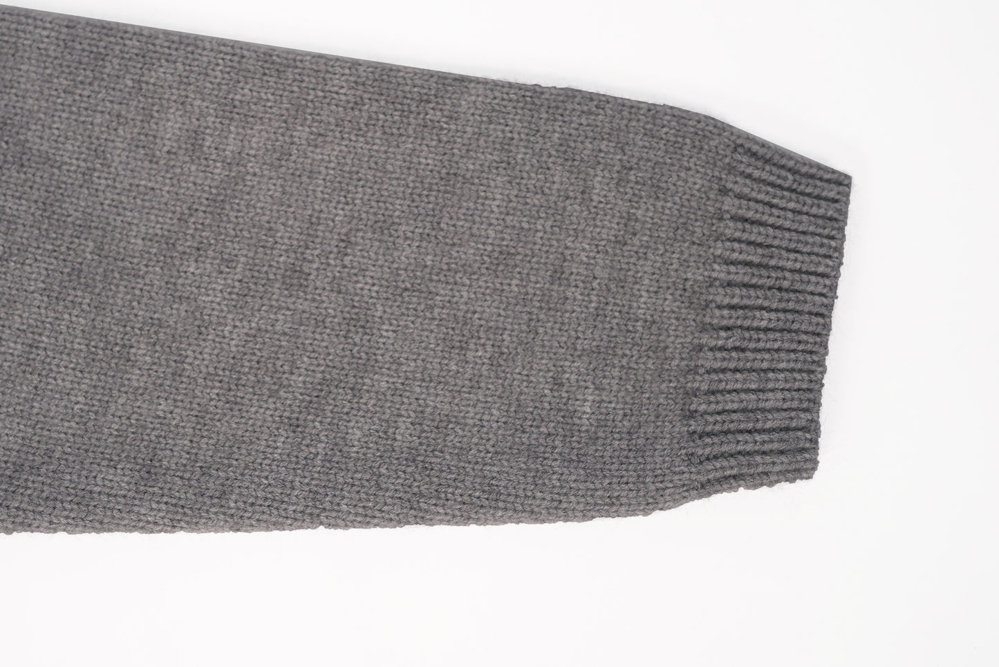 Grey knit cardigan set with cream inner top