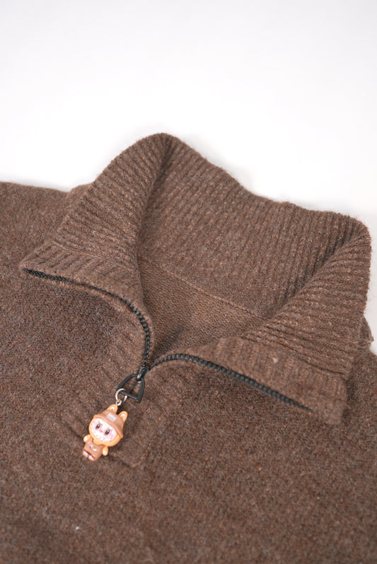 Half-Zip Knitted Sweater – Taupe