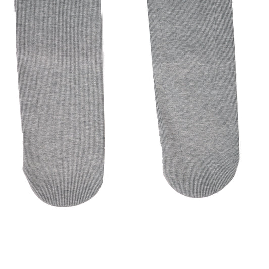  Light Grey Ribbed Footed Tights