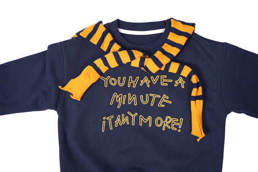 Navy Striped Scarf Sweatshirt