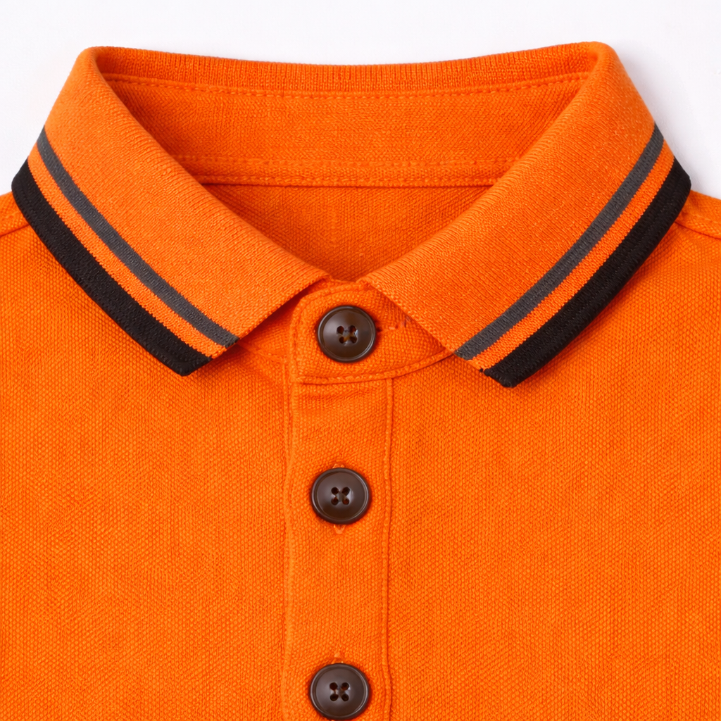Boys Orange Horse Appliqué Polo T-Shirt