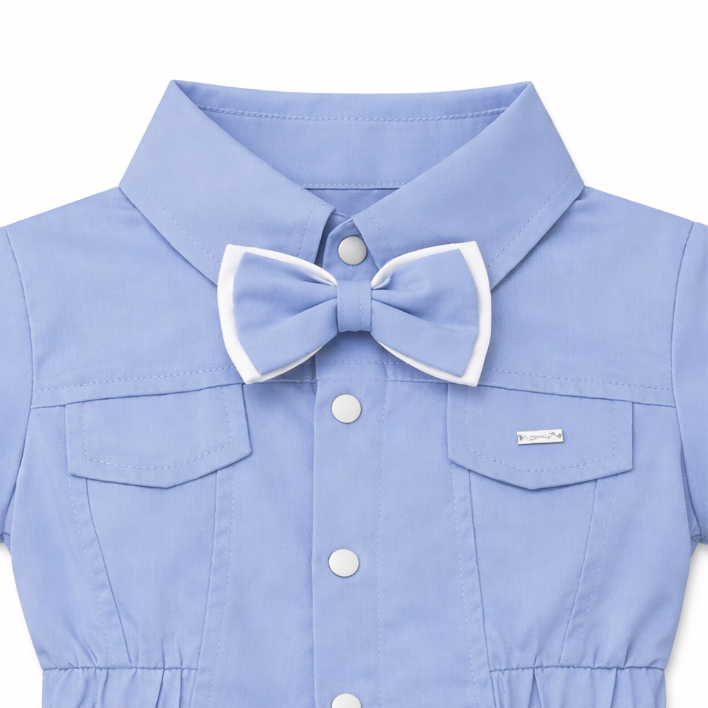Blue Bow Utility Romper