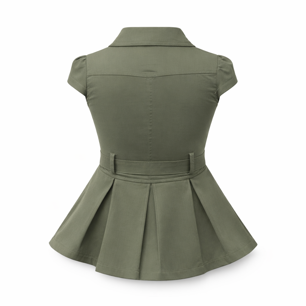 Olive Utility Flare bow Dress