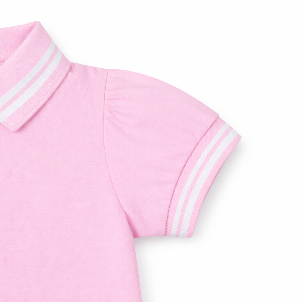 Pink Stripe Collar Polo Tee