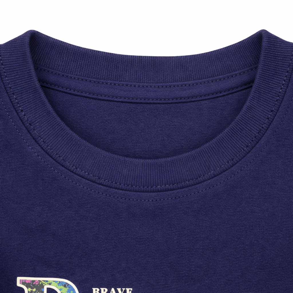 Navy Blue “Brave Time” Graphic T-Shirt