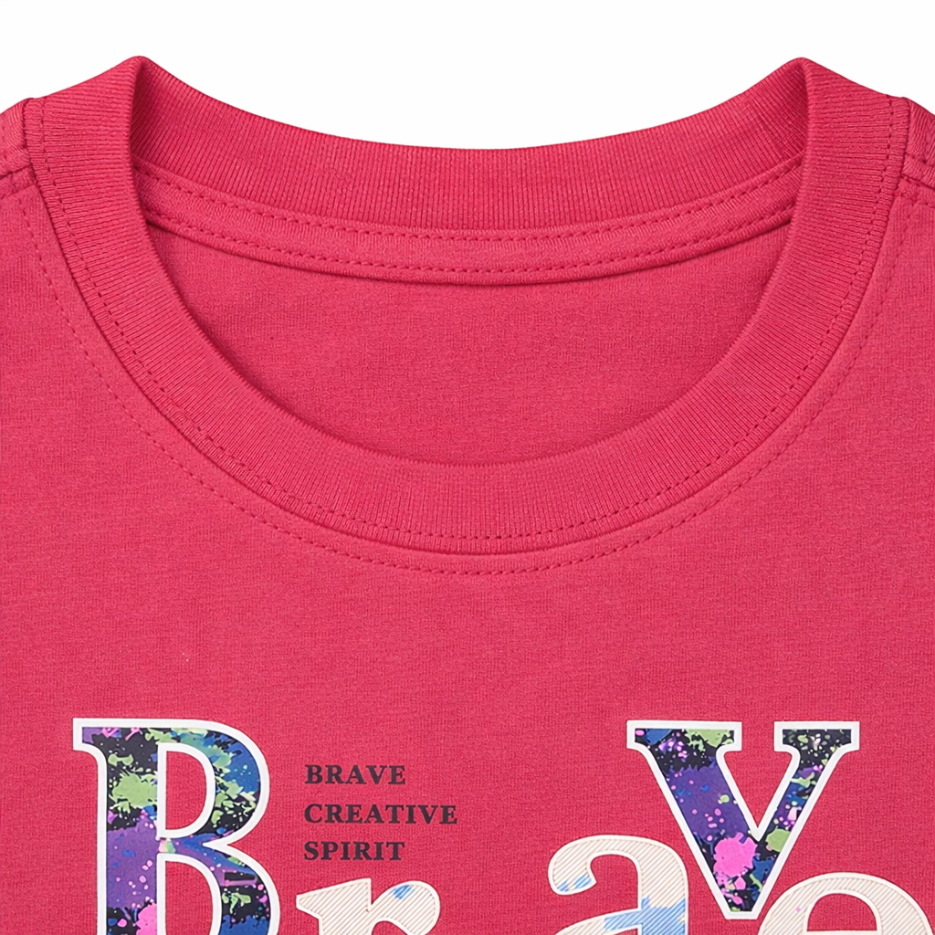 Boys Red “Brave Time” Graphic T-Shirt