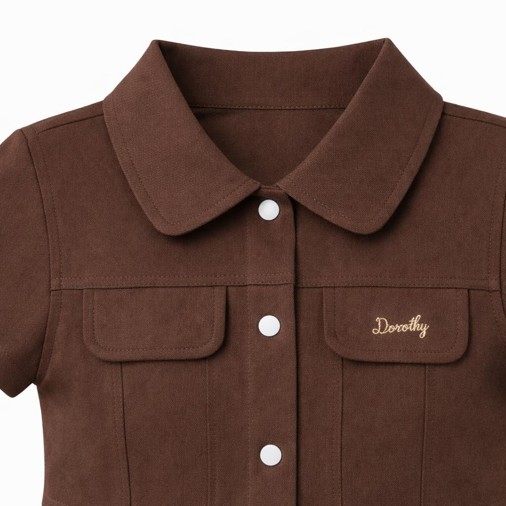 brown Button-Down Belted Dress