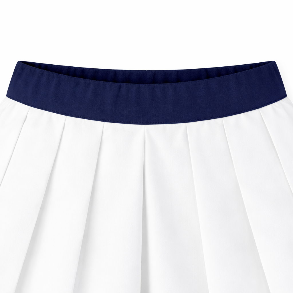 white Polo Pleated Skirt Set