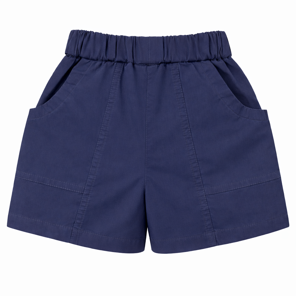 Navy Graphic Pocket Shorts
