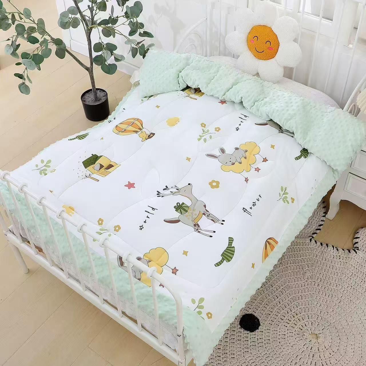 Animal & hot air balloon print quilt