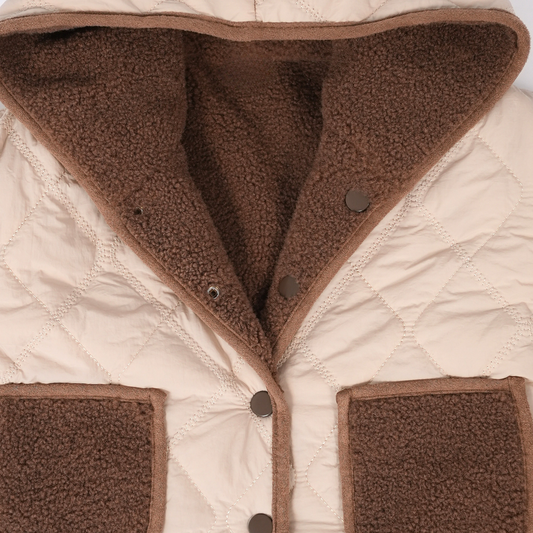 Brown Reversible Quilted Sherpa Jacket