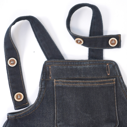 Dark Denim Overalls with Teddy Pocket