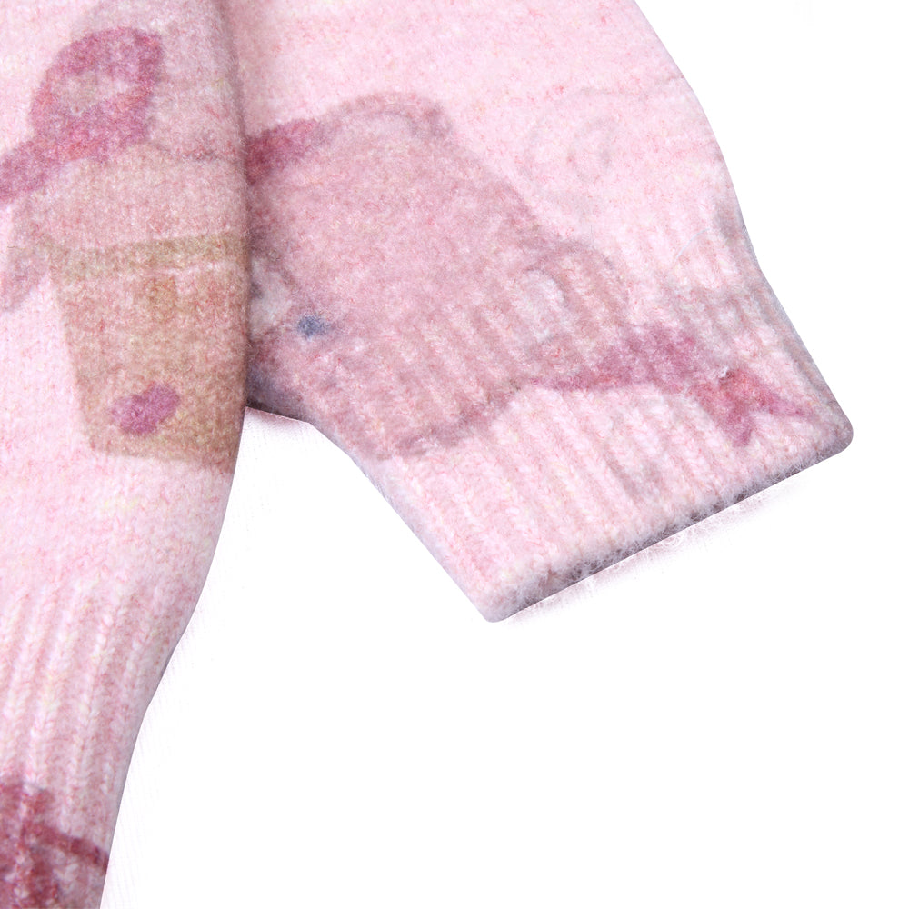 Soft Pink Teddy Print Sweater