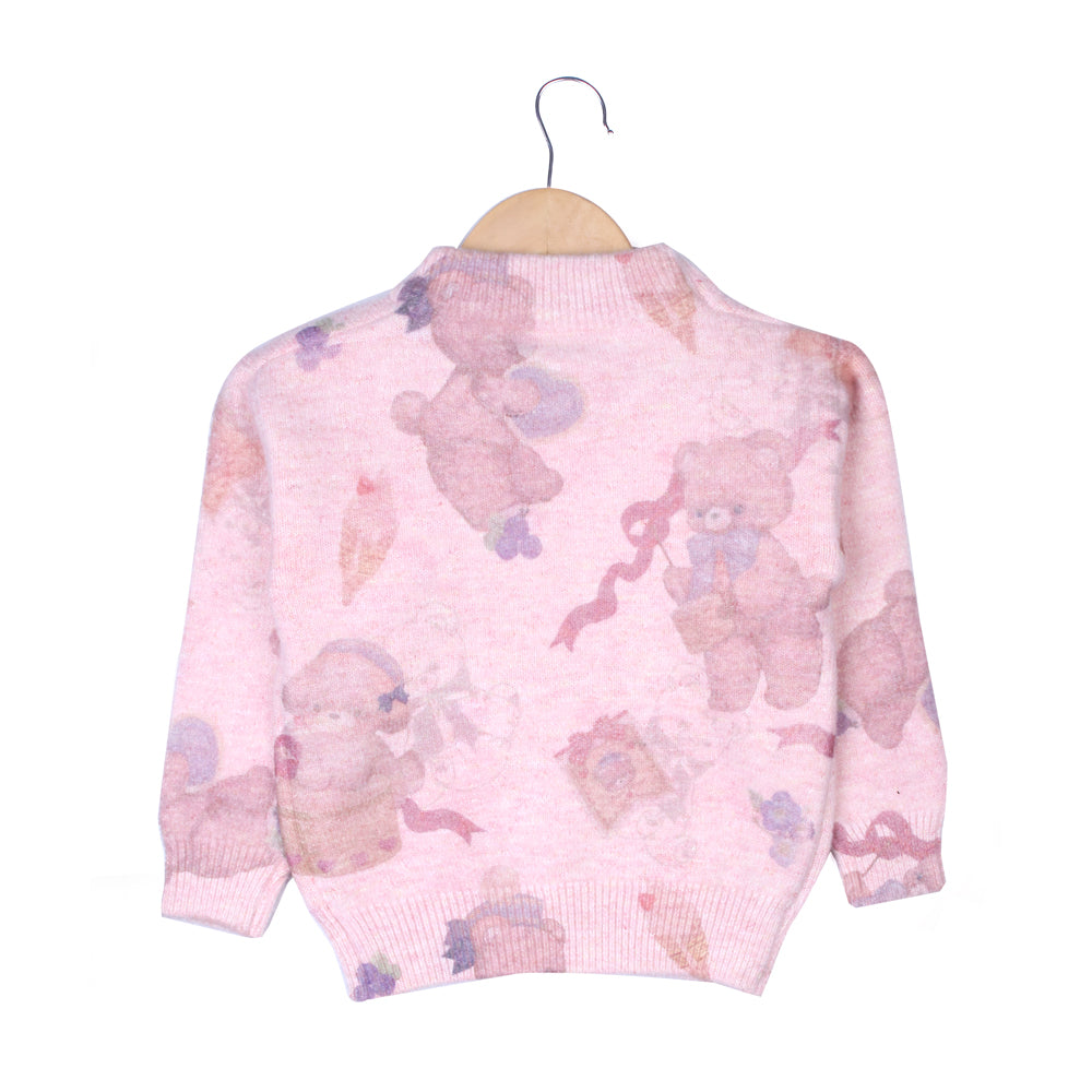 Soft Pink Teddy Print Sweater