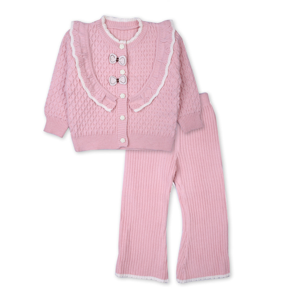 Soft Pink Ruffle Knit Set