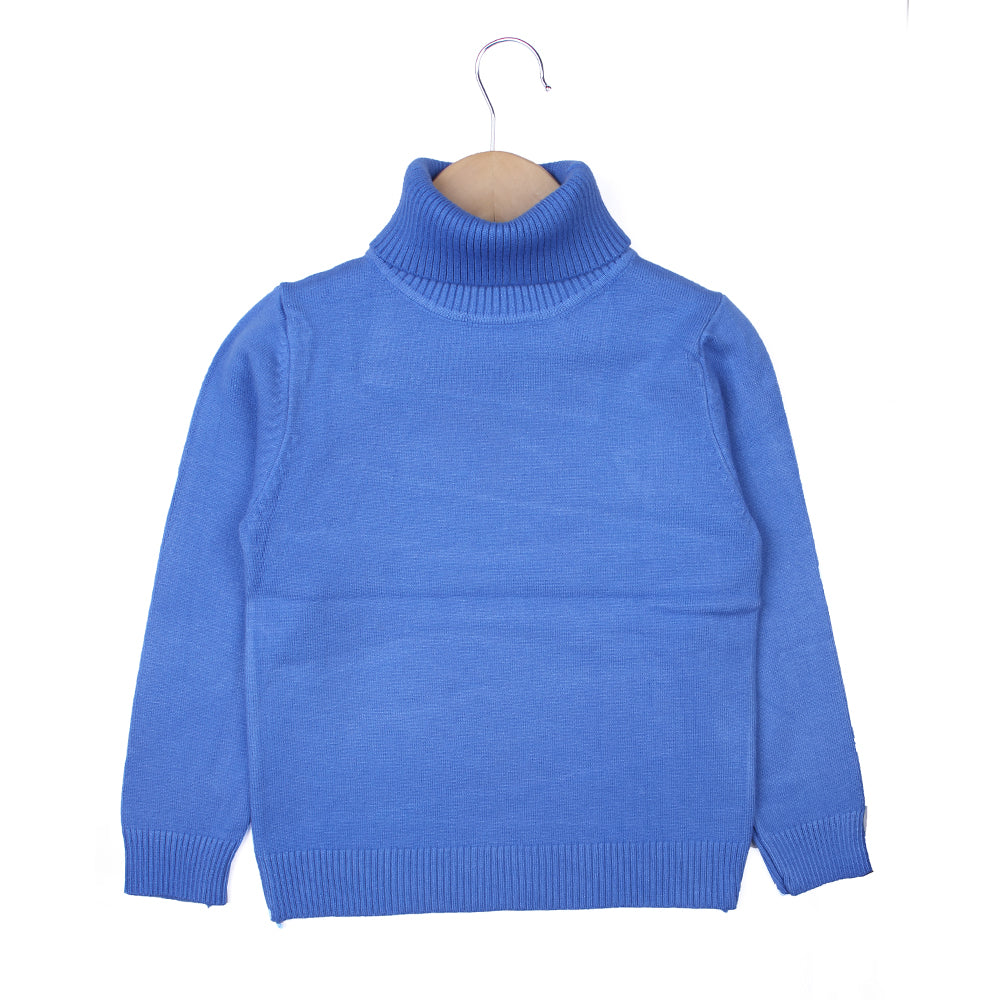 Blue knit high neck