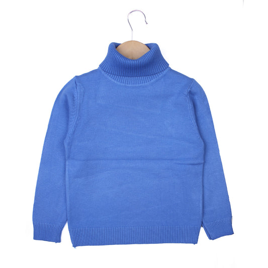 Blue knit high neck