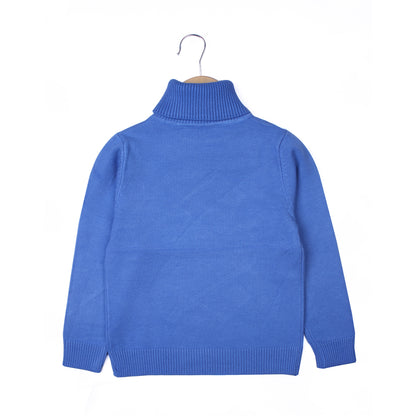 Blue knit high neck