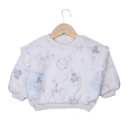 ⁠Cream Furry Sweatshirt with Subtle Print