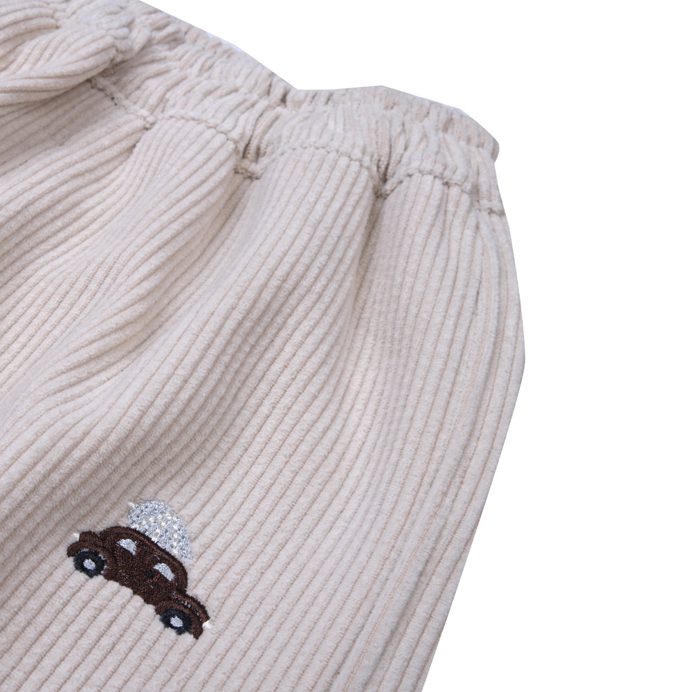 Cream Joggers with Car Patch