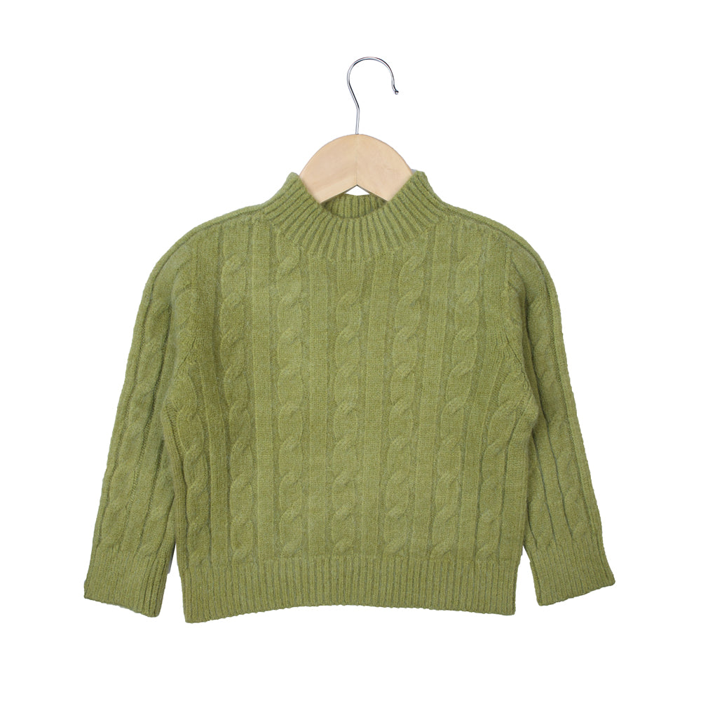 Green Cable Knit Sweater