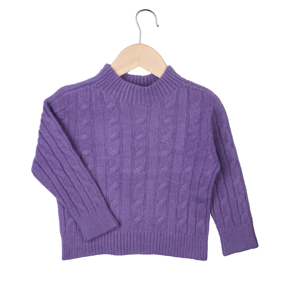 Purple Cable Knit Sweater