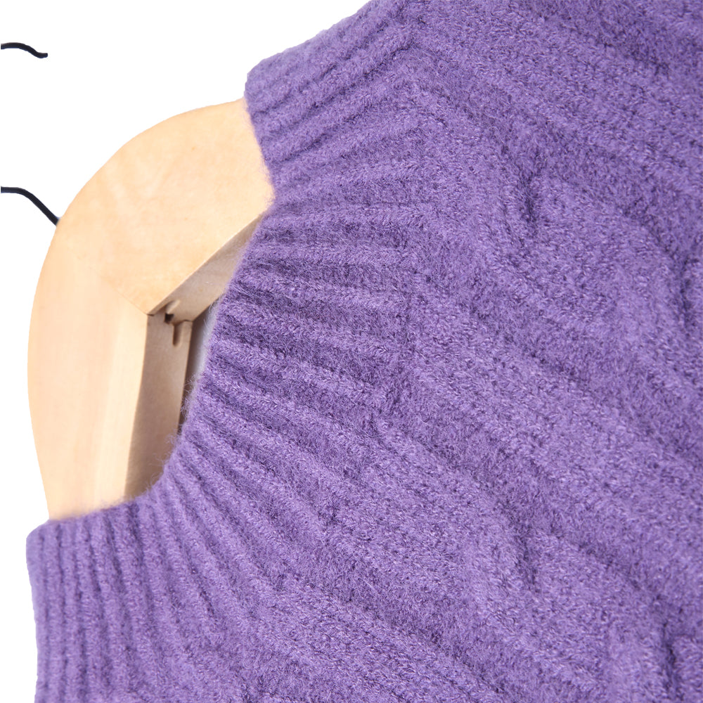 Purple Cable Knit Sweater