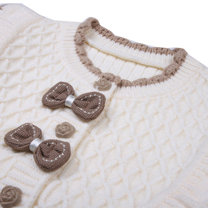 Cream and Beige Ruffle Knit Set