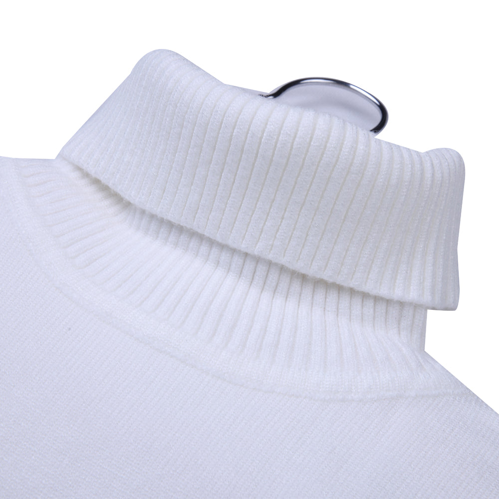 White knit high neck