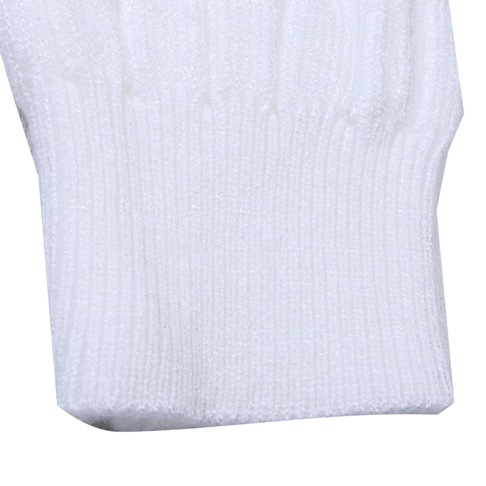 White Cable Knit Sweater with Pearl Neck